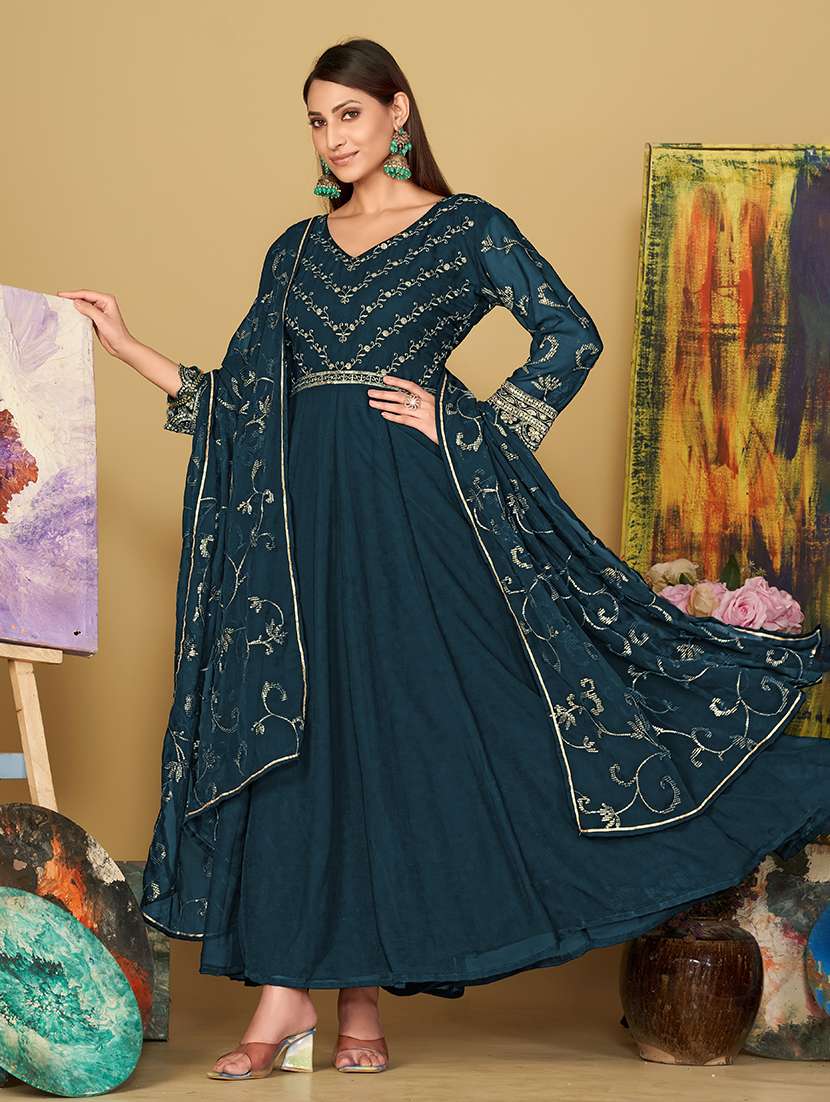 women solid with work semi stitched suit set - 22459976 -  Standard Image - 2