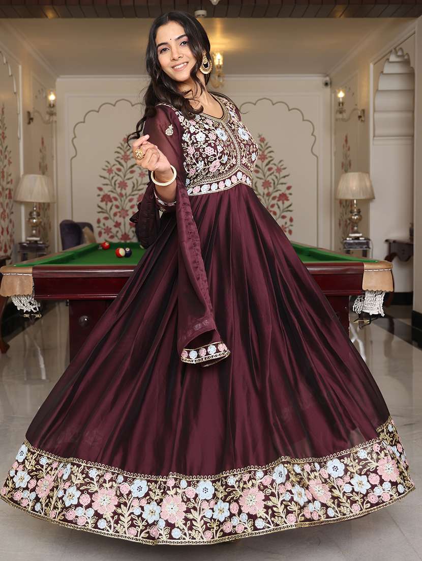Women Solid With Work Unstitched Suit - 22459996 -  Standard Image - 2