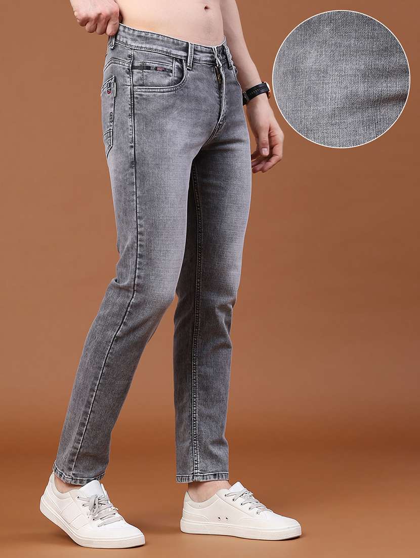 Men Washed Mid Rise Full Length Skinny Fit Jeans - 22460216 -  Standard Image - 2