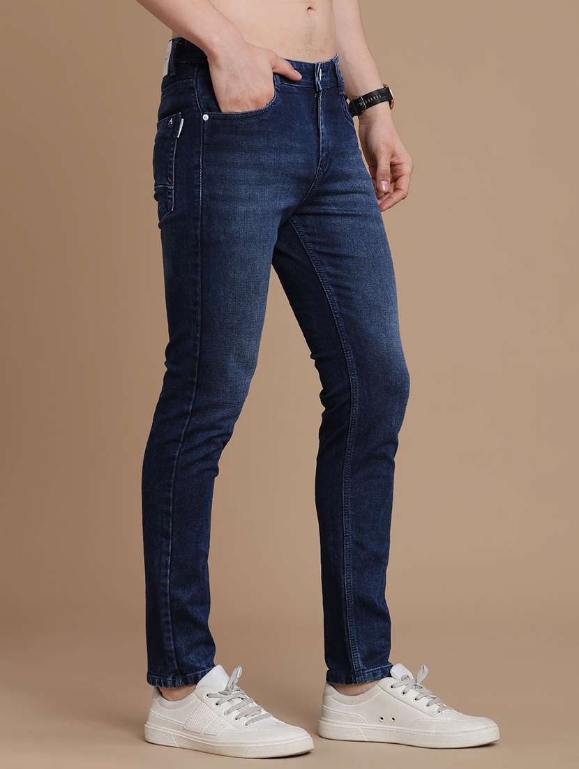 men washed mid rise full length skinny fit jeans - 22460221 -  Standard Image - 2