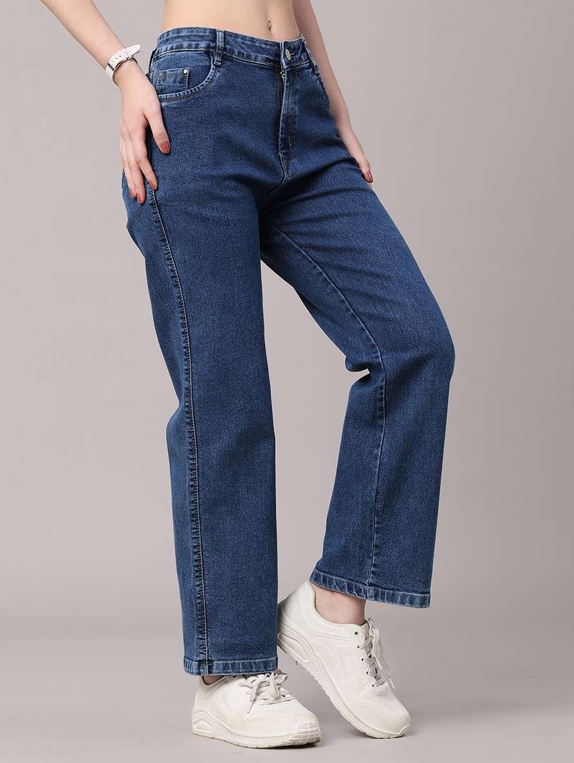 women solid mid rise straight fit jeans - 22460323 -  Standard Image - 2