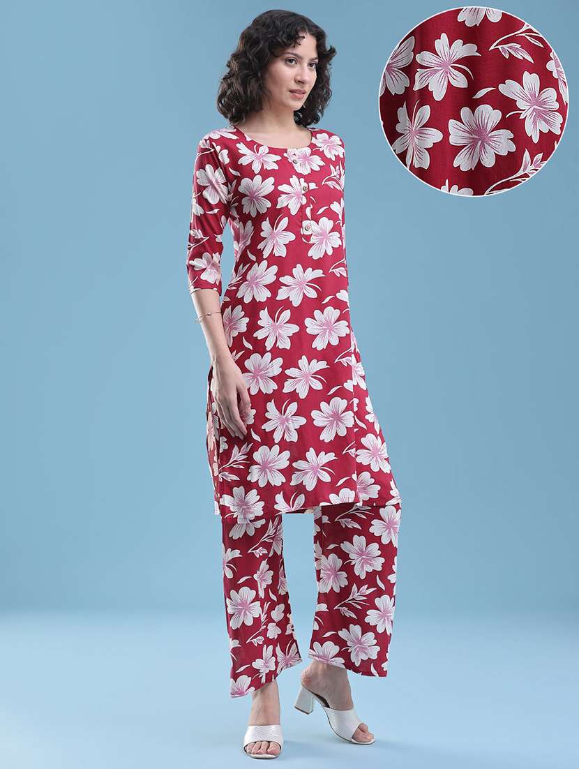 women floral three quarter sleeve ethnic co-ord set - 22460335 -  Standard Image - 2