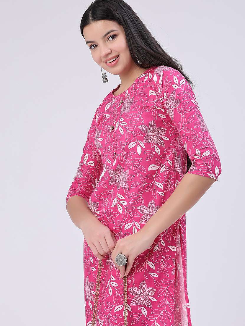 Women Floral Three Quarter Sleeve Ethnic Co-ord Set - 22460337 -  Standard Image - 2