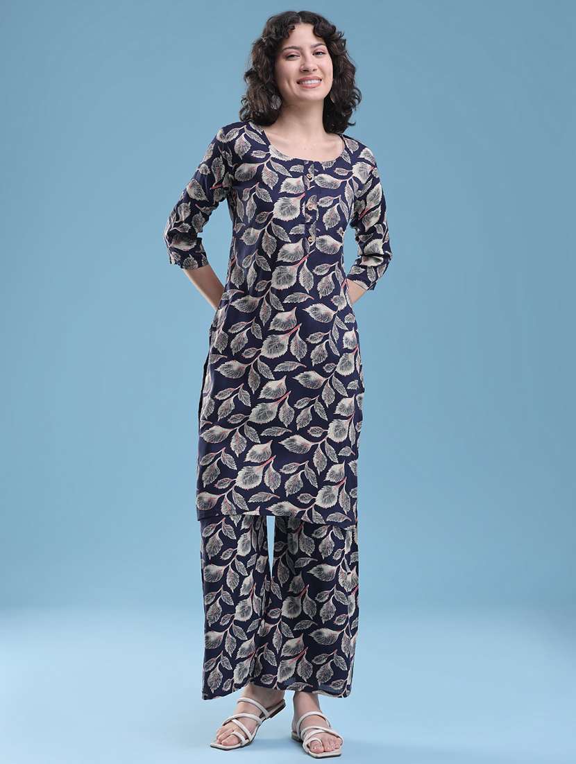 women printed three quarter sleeve ethnic co-ord set - 22460342 -  Standard Image - 2