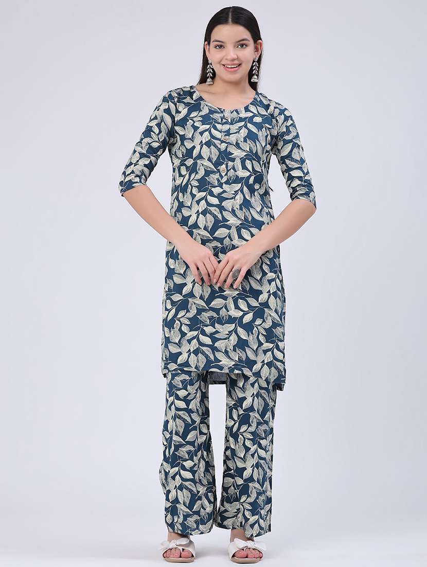 women printed three quarter sleeve ethnic co-ord set - 22460347 -  Standard Image - 2