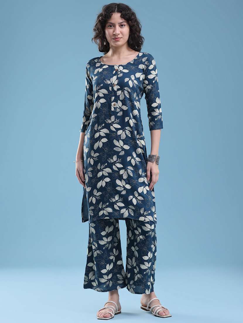 women printed three quarter sleeve ethnic co-ord set - 22460348 -  Standard Image - 2