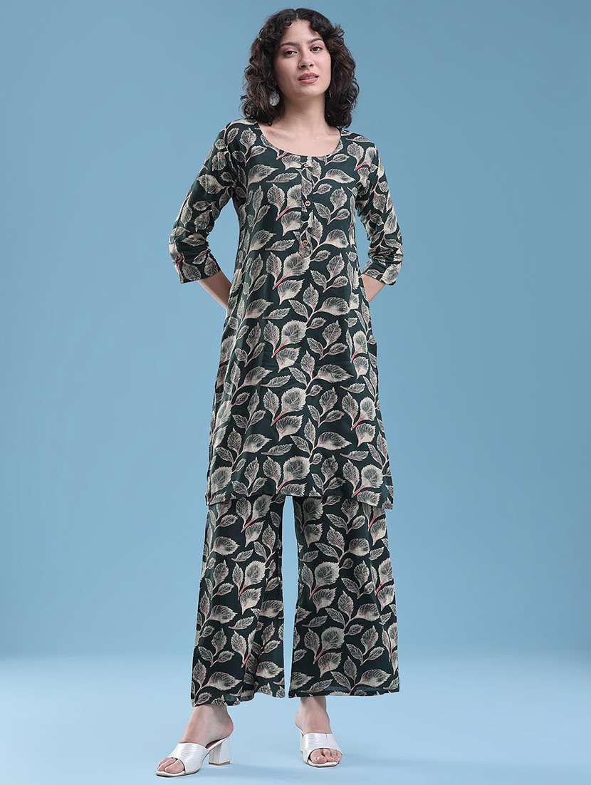 women printed three quarter sleeve ethnic co-ord set - 22460351 -  Standard Image - 2
