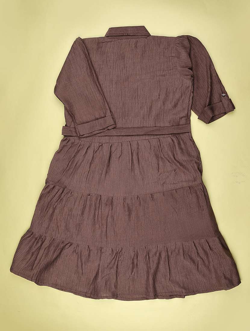 Girls Self Design Short Sleeves Tiered Dress - 22460481 -  Standard Image - 2