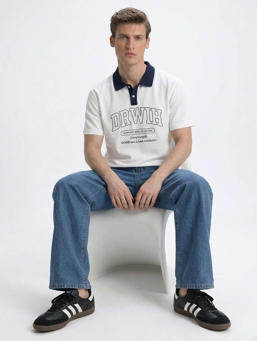 men typographic short sleeve regular fit polo t-shirt
