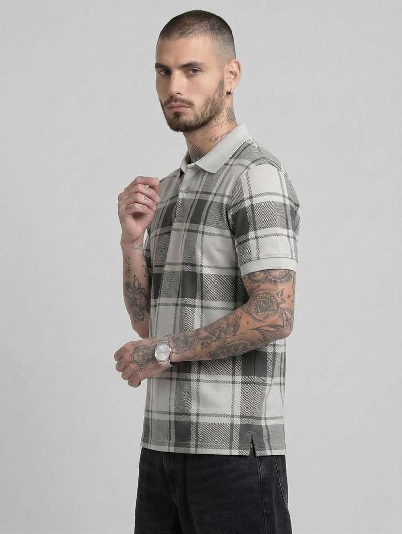 men checkered short sleeve regular fit polo t-shirt - 22460589 -  Standard Image - 2