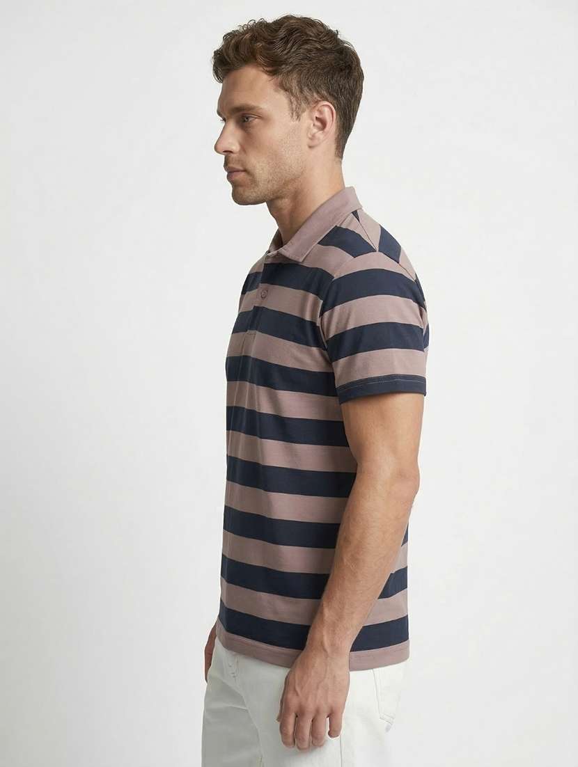 men striped short sleeve regular fit polo t-shirt - 22460663 -  Standard Image - 2