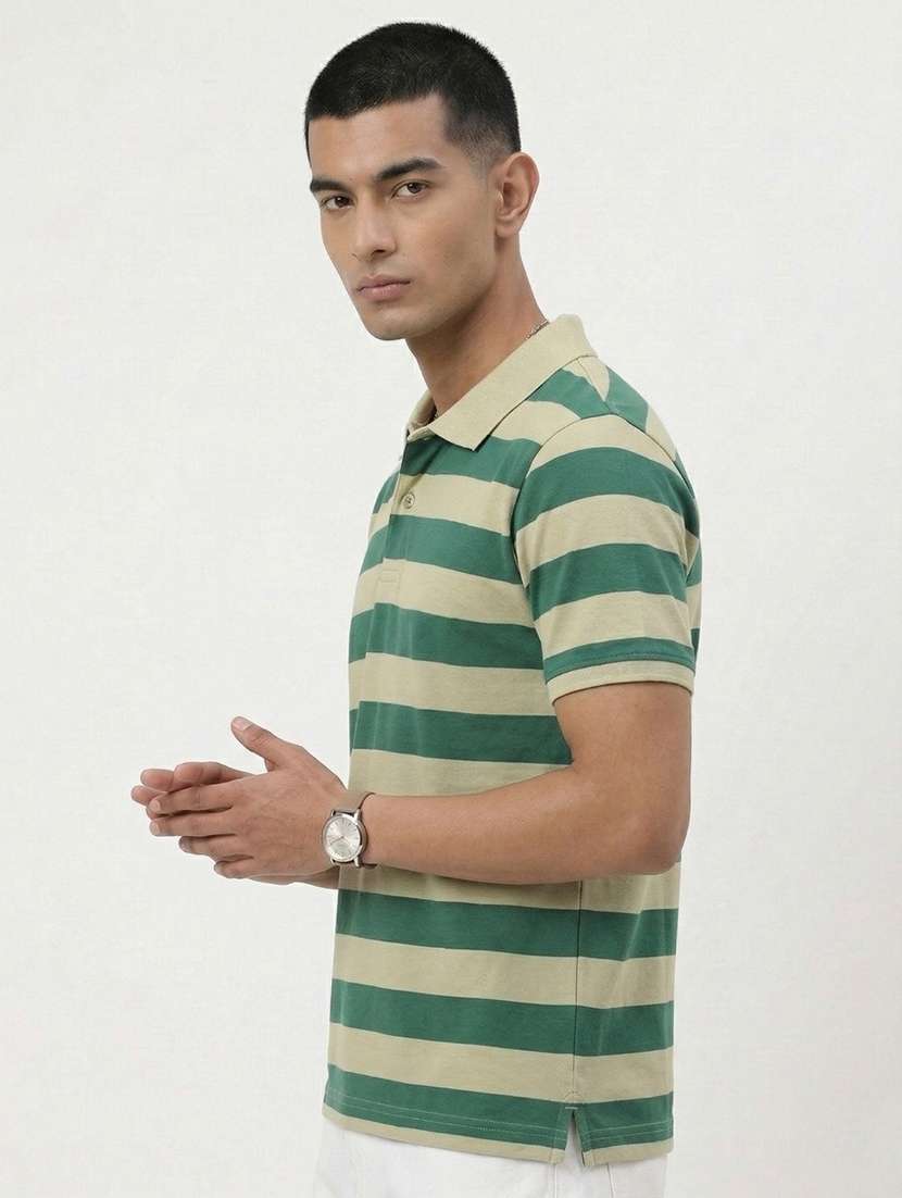 men striped short sleeve regular fit polo t-shirt - 22460664 -  Standard Image - 2
