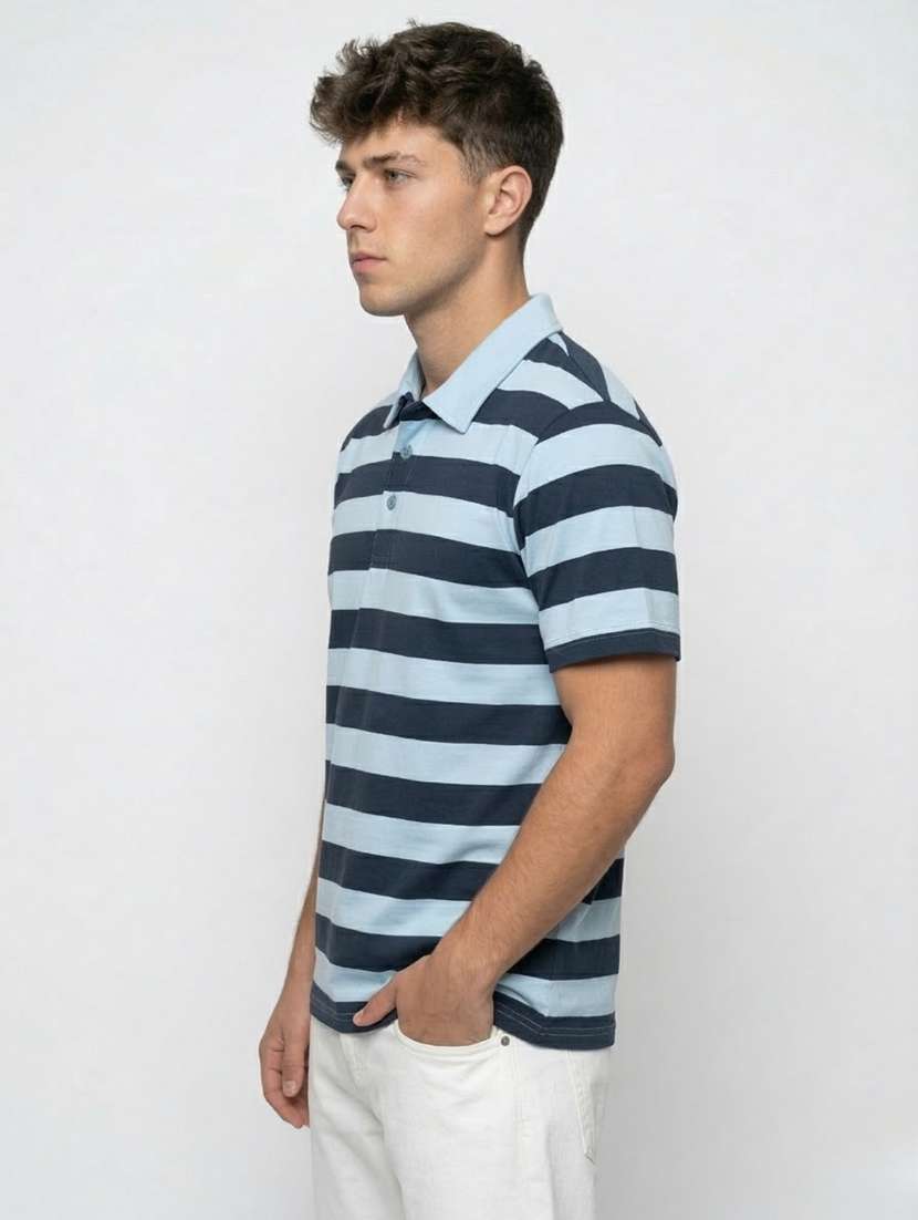 men striped short sleeve regular fit polo t-shirt - 22460666 -  Standard Image - 2