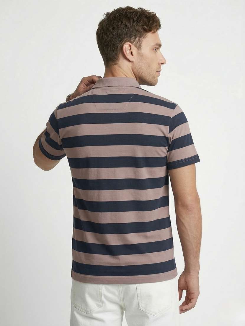 men striped short sleeve regular fit polo t-shirt - 22460743 -  Standard Image - 2