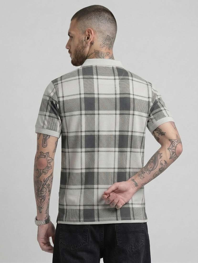 men checkered short sleeve regular fit polo t-shirt - 22460749 -  Standard Image - 2