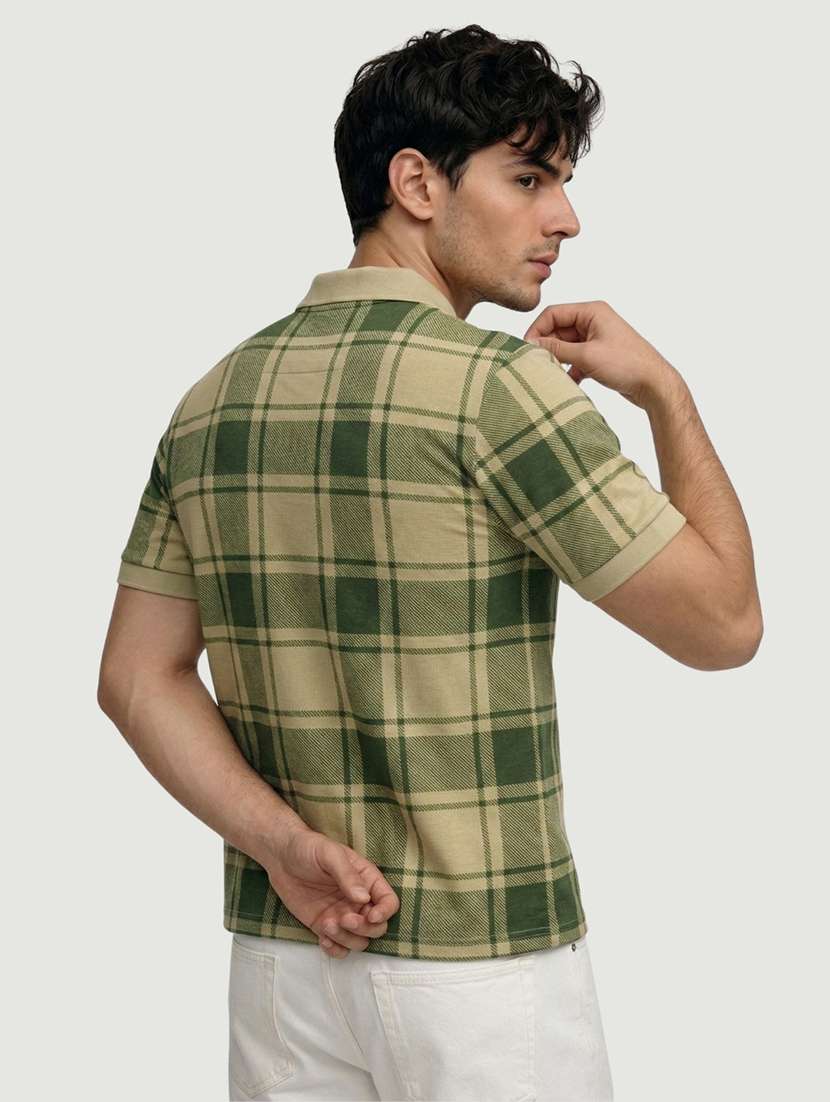 men checkered short sleeve regular fit polo t-shirt - 22460750 -  Standard Image - 2