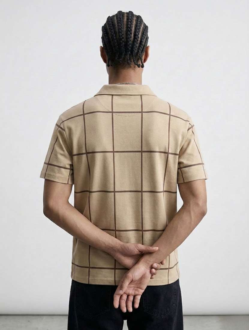 men checkered short sleeve regular fit polo t-shirt - 22460754 -  Standard Image - 2