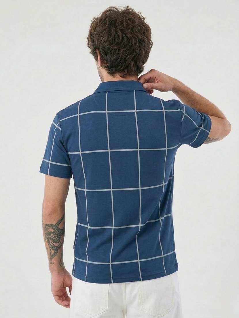 men checkered short sleeve regular fit polo t-shirt - 22460755 -  Standard Image - 2