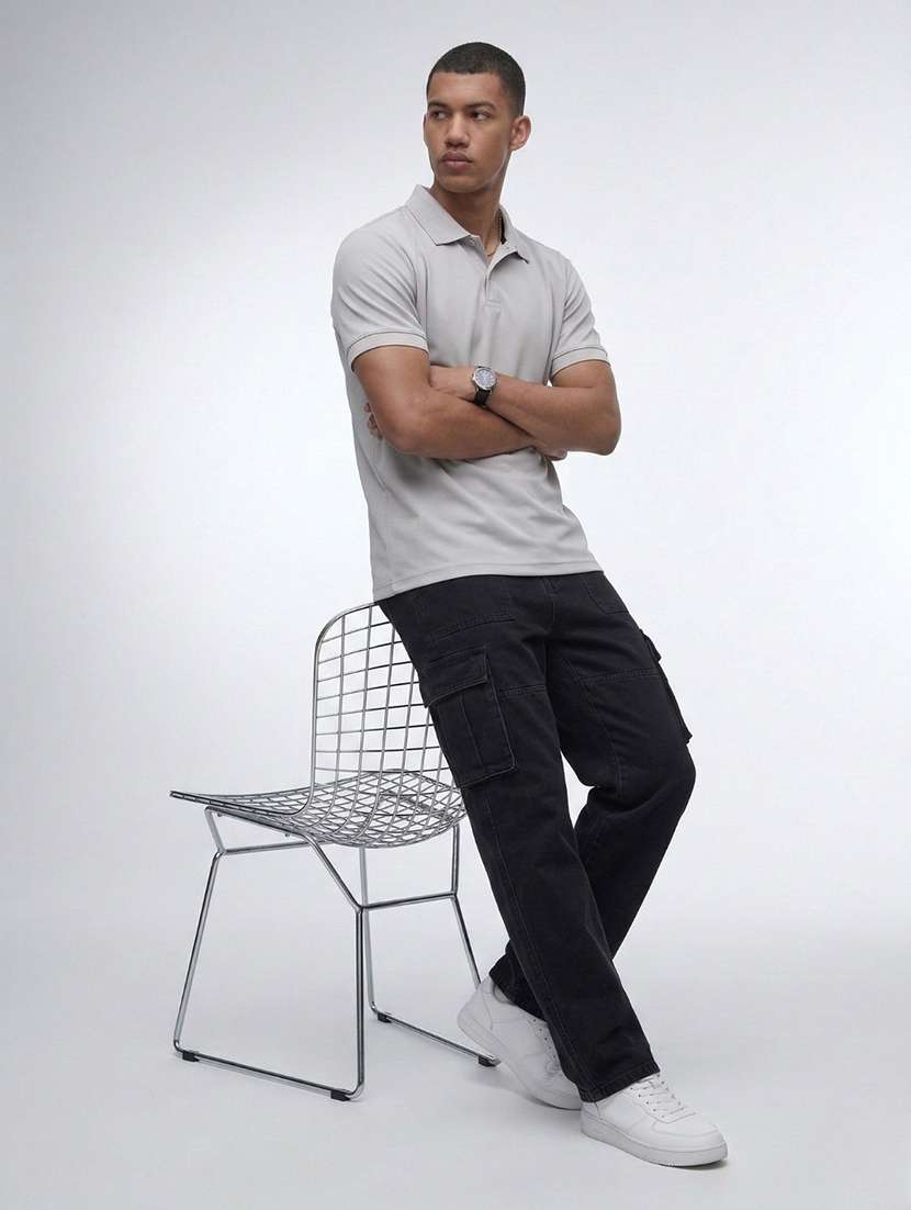 men solid short sleeve regular fit polo t-shirt