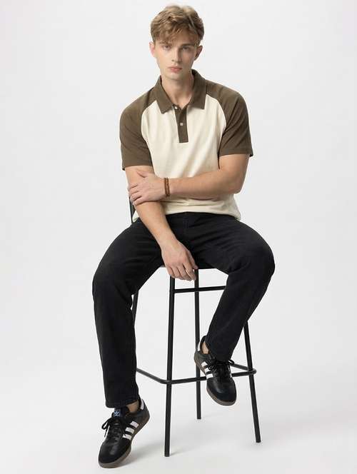 Men Color Block Short Sleeve Regular Fit Polo T Shirt