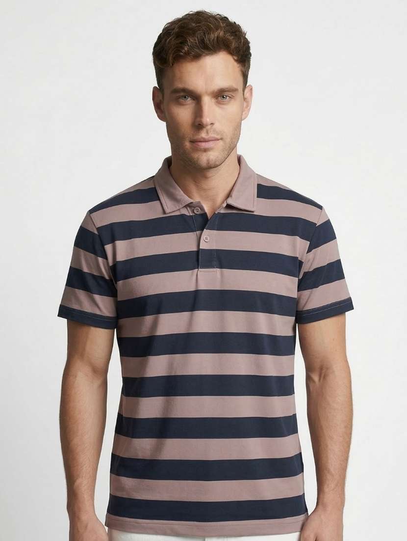 men striped short sleeve regular fit polo t-shirt - 22460823 -  Standard Image - 2