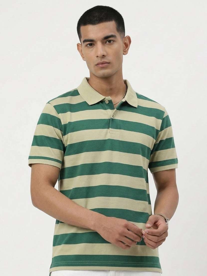 men striped short sleeve regular fit polo t-shirt - 22460824 -  Standard Image - 2