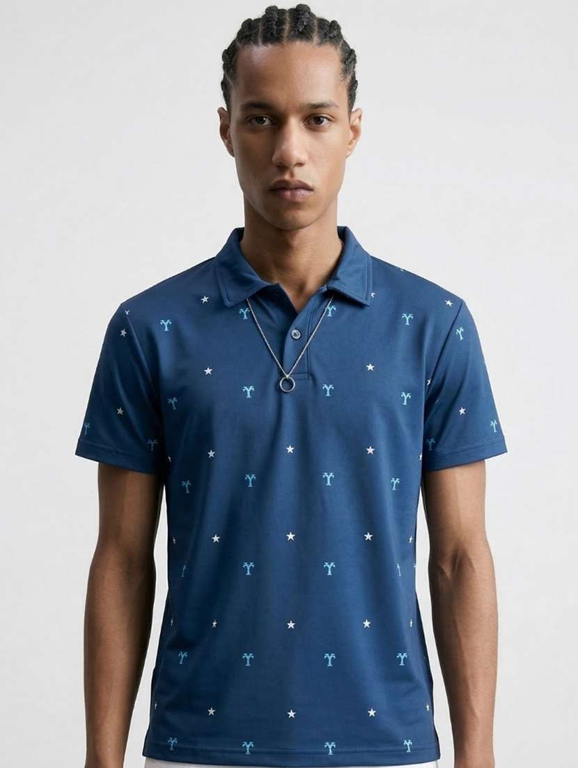 men printed short sleeve regular fit polo t-shirt - 22460841 -  Standard Image - 2