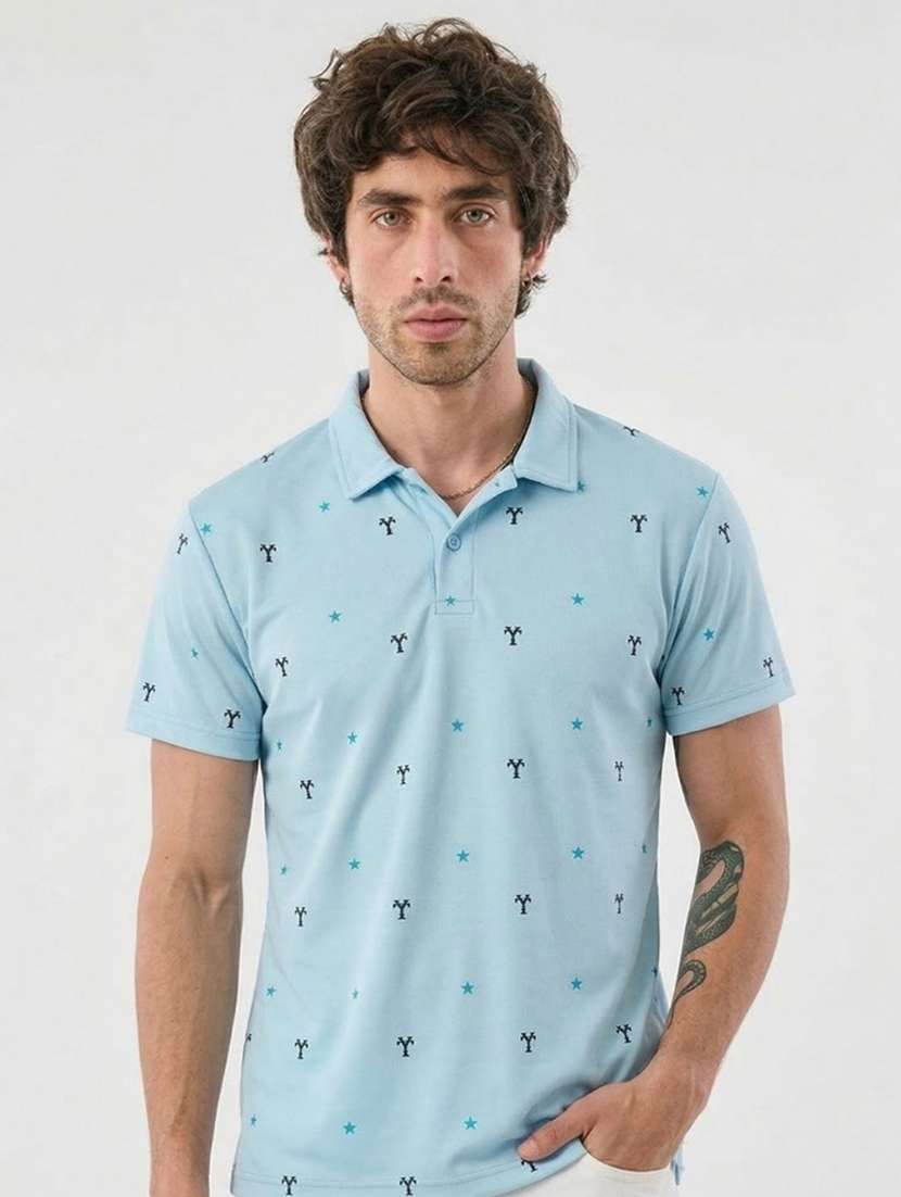 men printed short sleeve regular fit polo t-shirt - 22460842 -  Standard Image - 2
