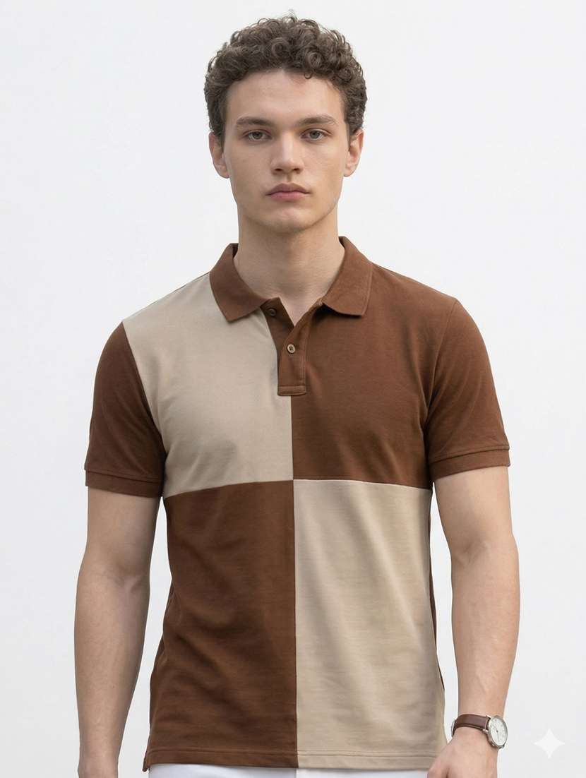men color block short sleeve regular fit polo t-shirt - 22460845 -  Standard Image - 2