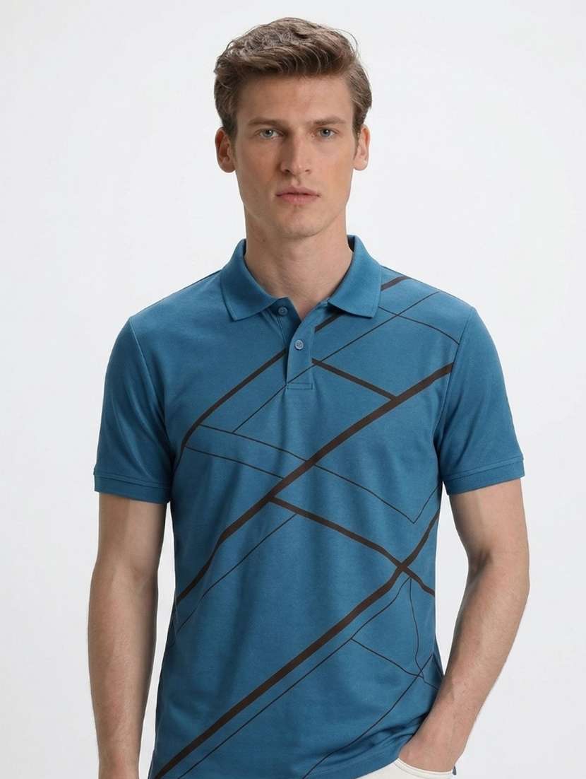 men printed short sleeve regular fit polo t-shirt - 22460849 -  Standard Image - 2
