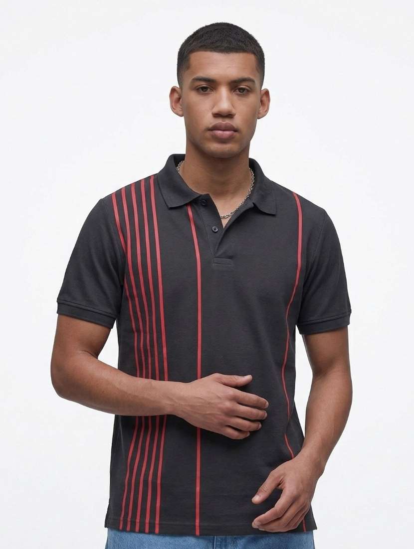 men striped short sleeve regular fit polo t-shirt - 22460854 -  Standard Image - 2