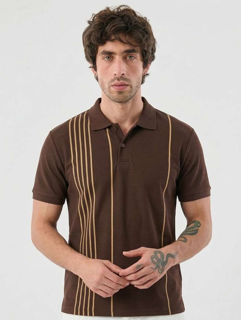 men striped short sleeve regular fit polo t-shirt - 22460855 -  Standard Image - 2