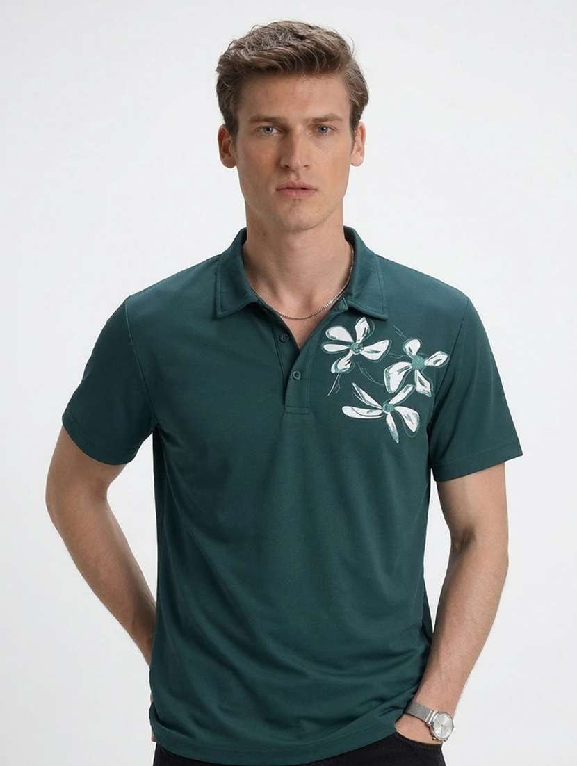 men printed short sleeve regular fit polo t-shirt - 22460857 -  Standard Image - 2