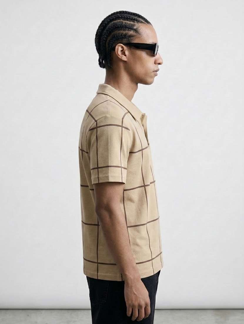 men checkered short sleeve regular fit polo t-shirt - 22460914 -  Standard Image - 2