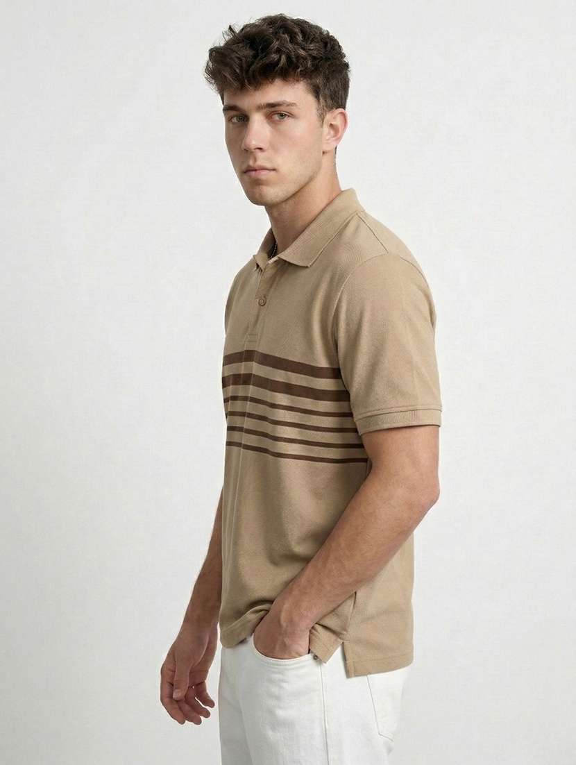 men striped short sleeve regular fit polo t-shirt - 22460930 -  Standard Image - 2