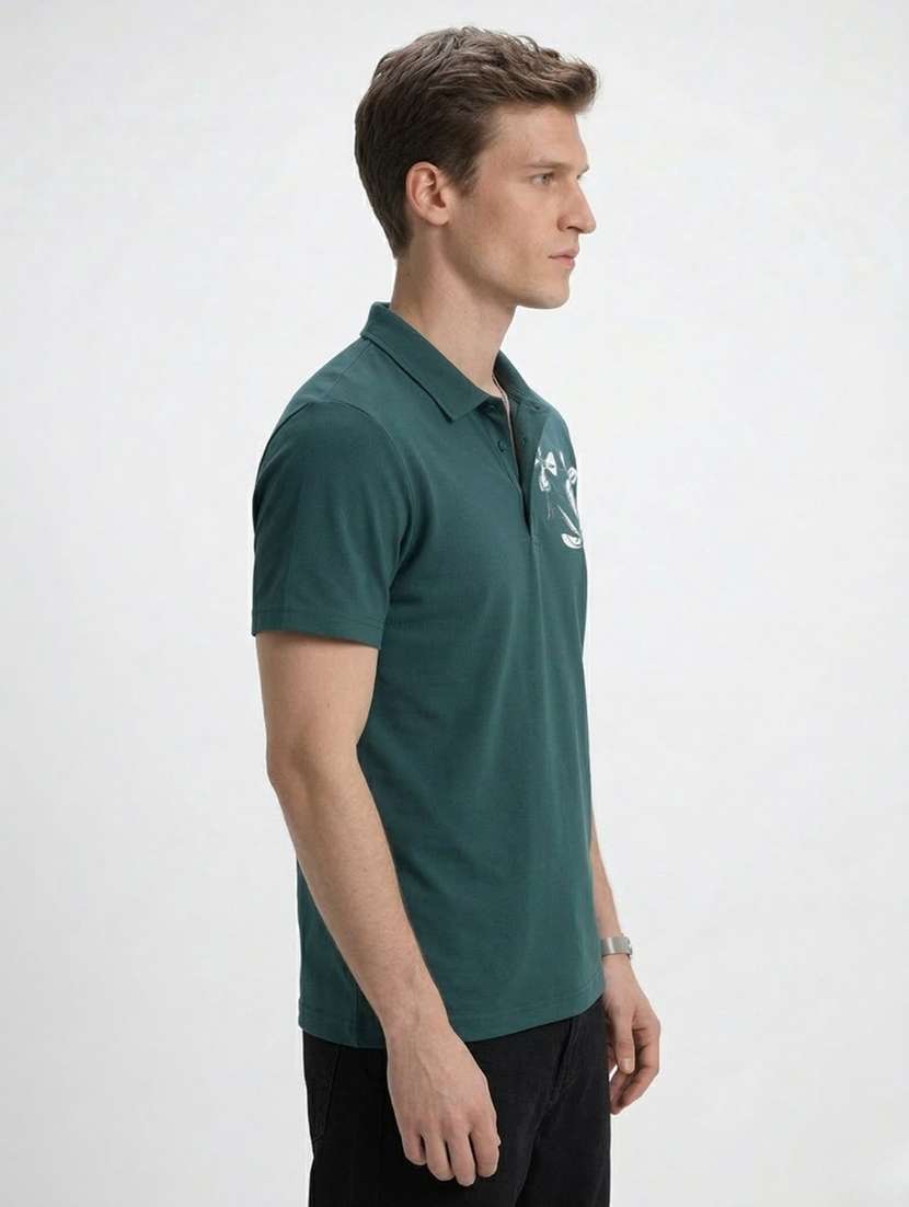 men printed short sleeve regular fit polo t-shirt - 22460937 -  Standard Image - 2