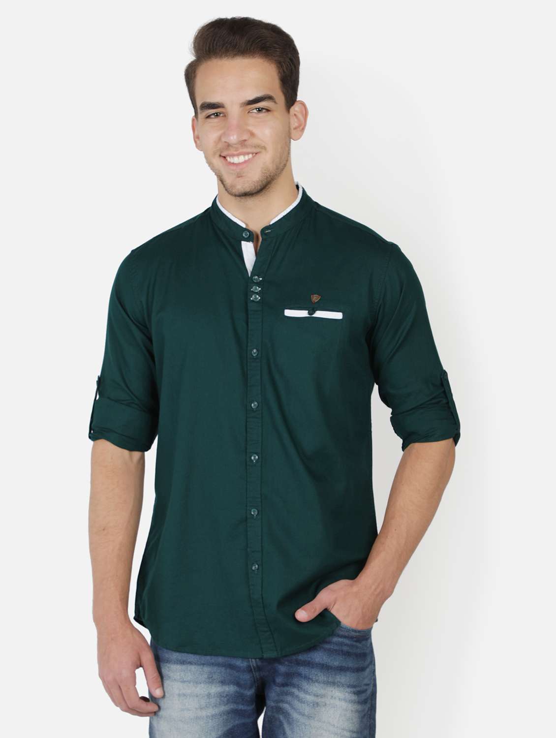 men solid long sleeve regular fit casual shirt