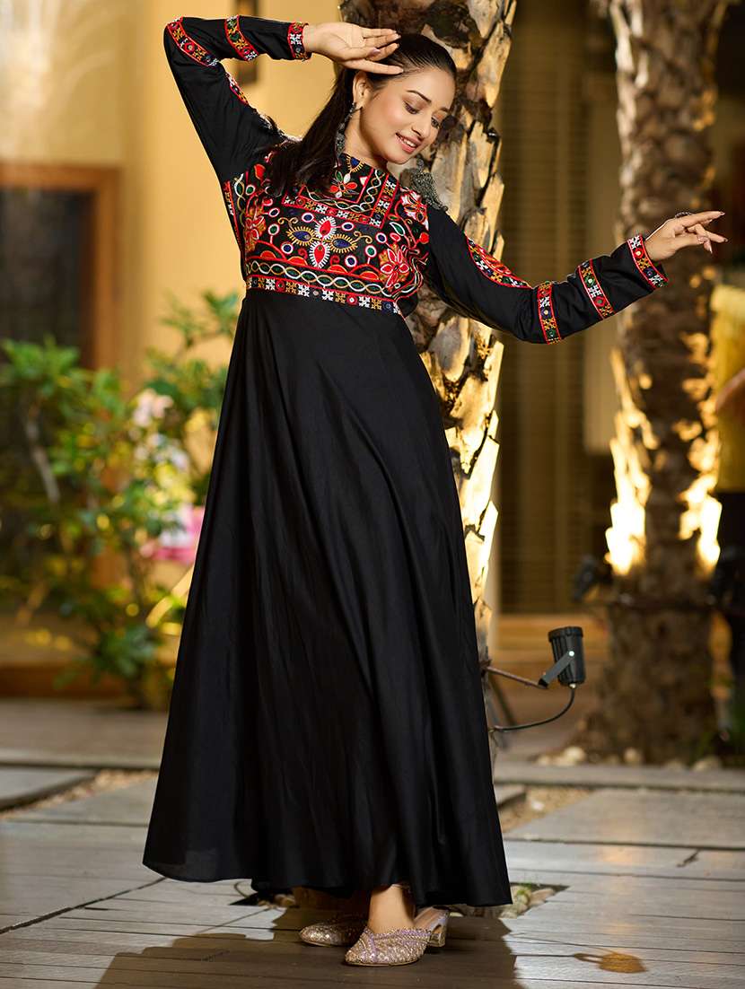 women black rayon flared kurti - 22460954 -  Standard Image - 2