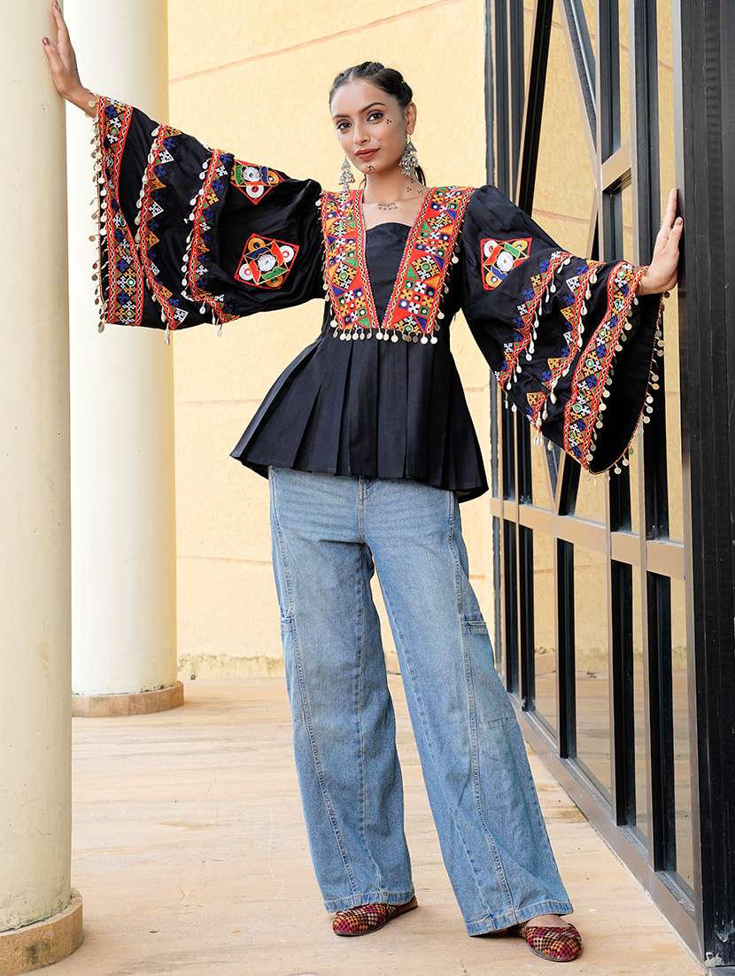 women black cotton flared kurti - 22460955 -  Standard Image - 2