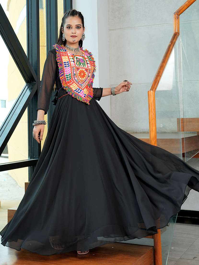 women black georgette flared kurti - 22460962 -  Standard Image - 2