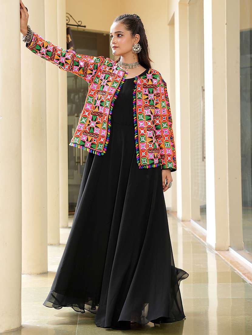 women black georgette flared kurti - 22460963 -  Standard Image - 2