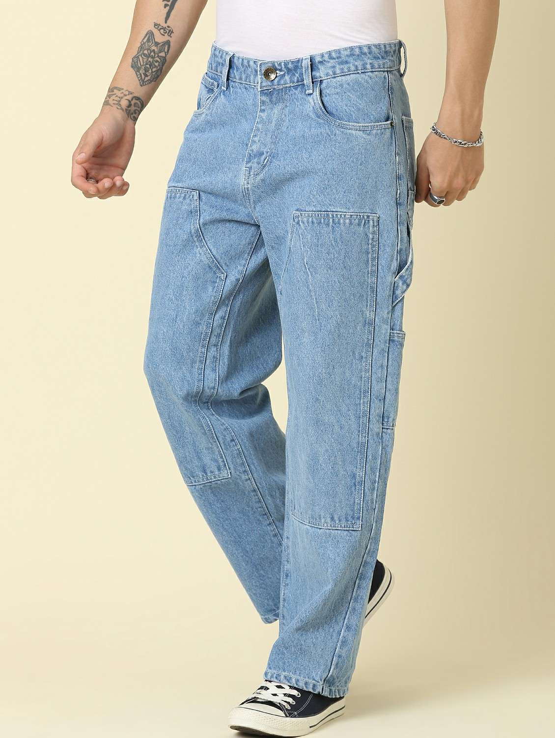 Men Plain Mid Rise Full Length Straight Jeans - 22461038 -  Standard Image - 2