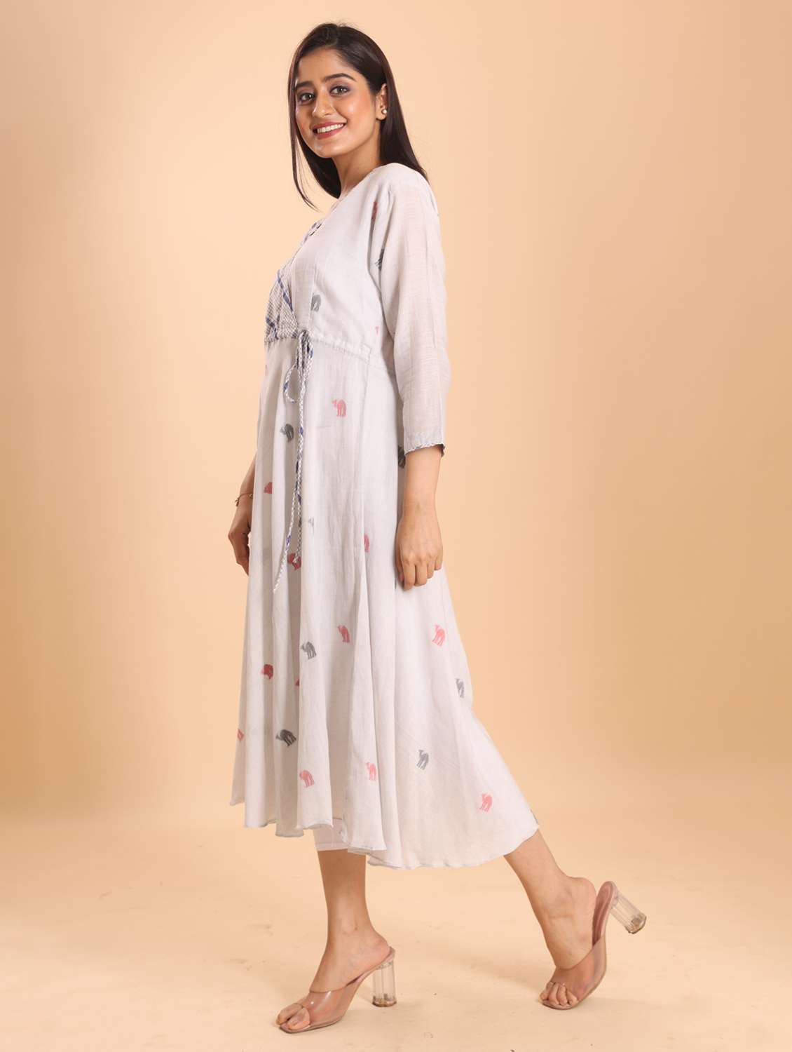 women grey cotton a-line kurti - 22461040 -  Standard Image - 2