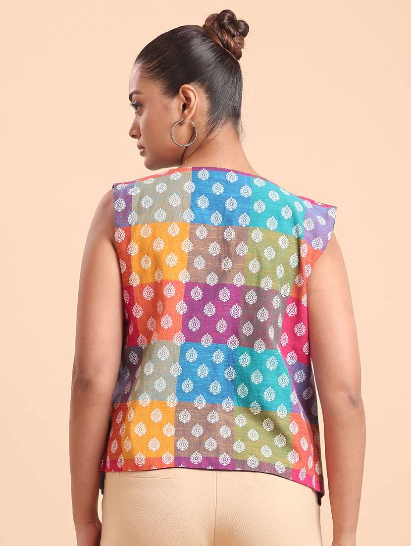 women multi colored  printed cotton regular shrug - 22461066 -  Standard Image - 2