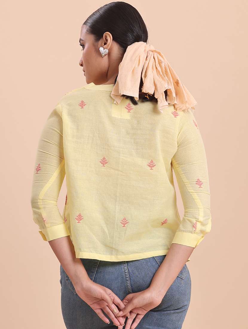 women printed yellow cotton regular top - 22461075 -  Standard Image - 2