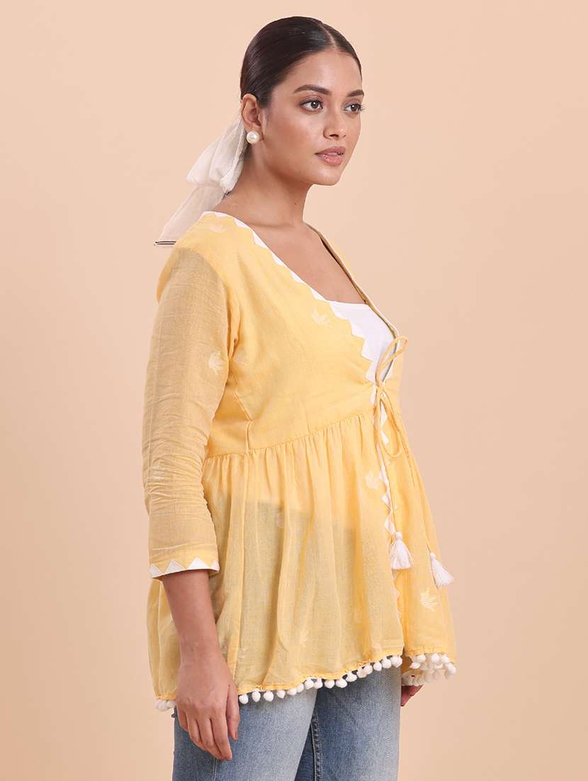 women yellow cotton sold  regular shrug - 22461091 -  Standard Image - 2