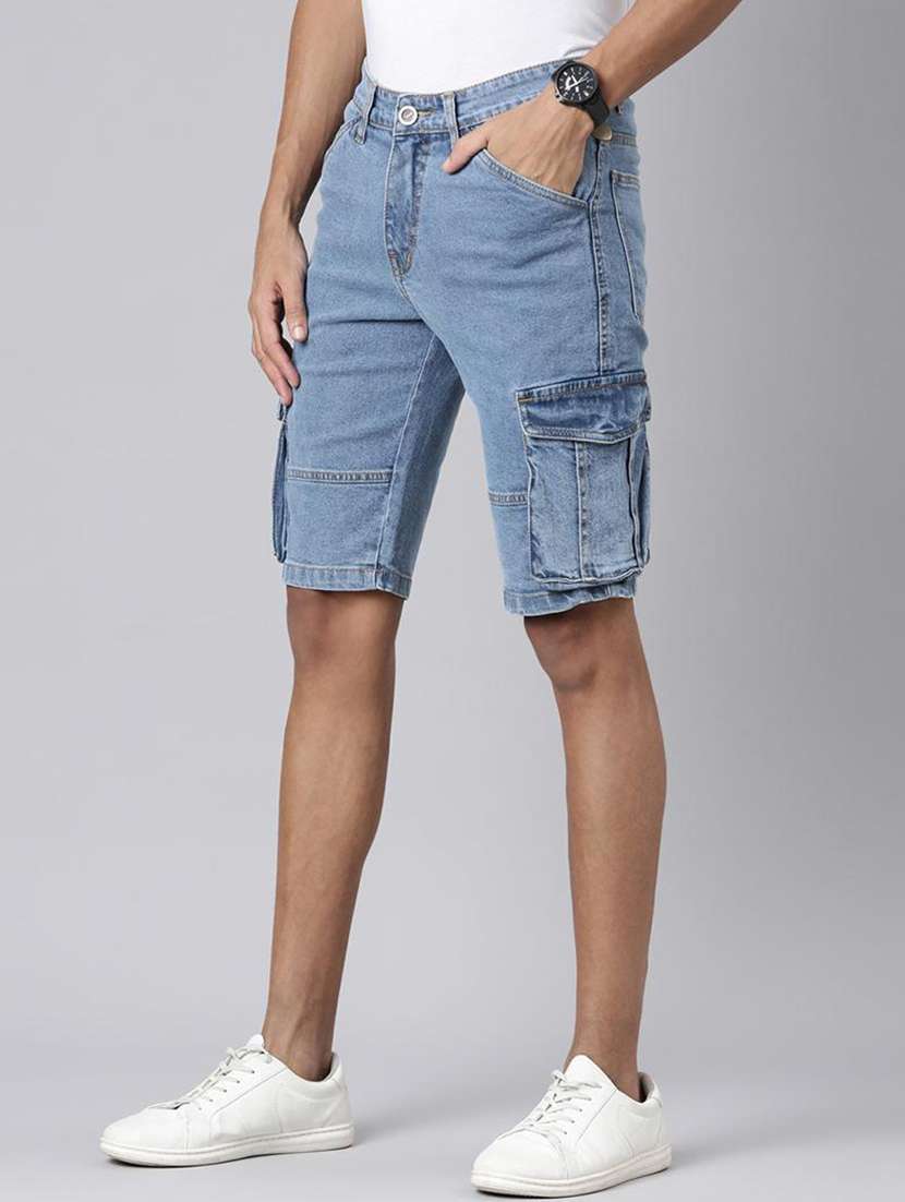 men blue denim cargo short - 22461144 -  Standard Image - 2