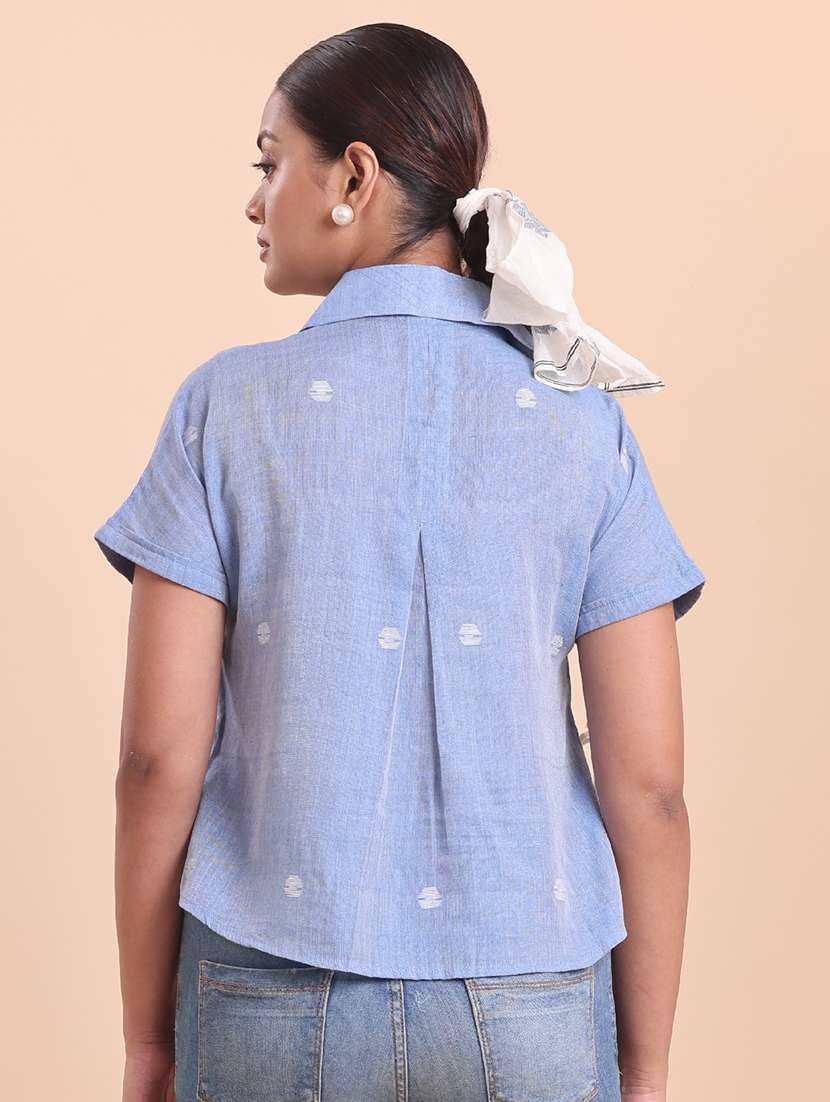 women self designed collared short sleeve shirt - 22461226 -  Standard Image - 2
