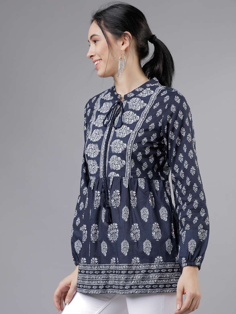 women printed long sleeve a-line tunic - 22462173 -  Standard Image - 2