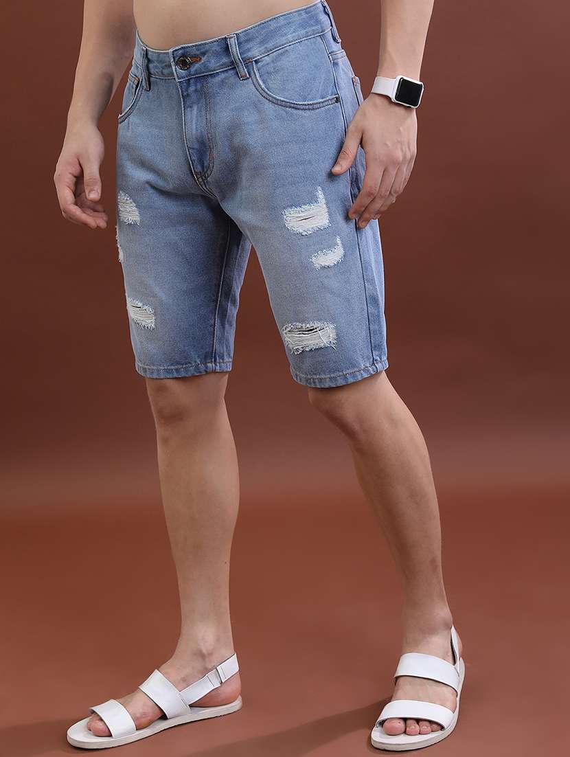 men distress mid rise regular fit denim shorts - 22462174 -  Standard Image - 2